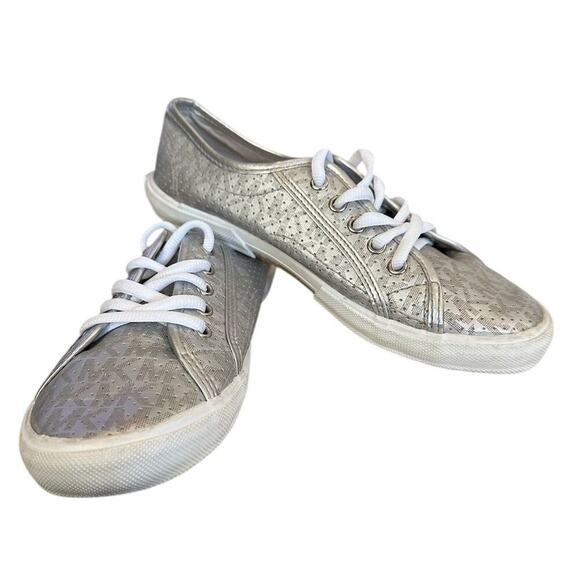 Michael Kors Kids Silver Lace-Up Sneakers Size US 3 EU 34 Casual - Picture 1 of 10